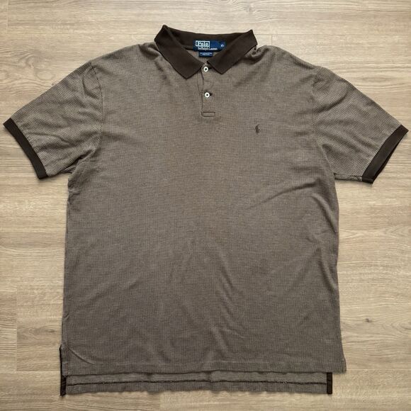 Vintage Polo Ralph Lauren Men’s XL Brown Houndstooth Pima Cotton Polo Shirt - Picture 8 of 8